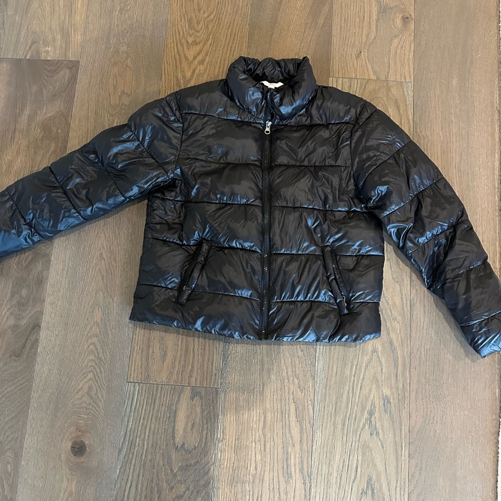 Time and Tru Shiny Black Puffer Jacket